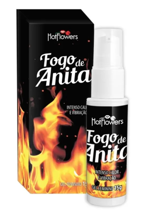 Fogo de Anita Gel Excitante Feminino que Esquenta e Vibra 15g Hot Flowers
